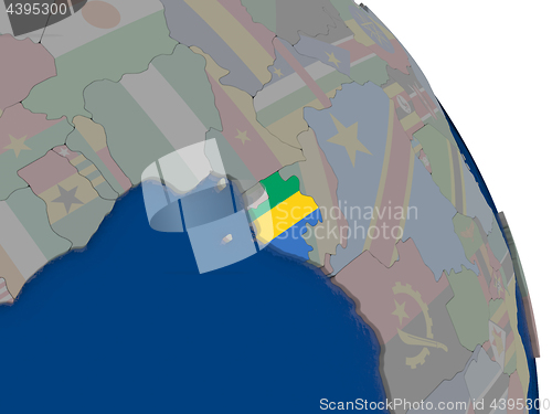 Image of Gabon with flag on globe