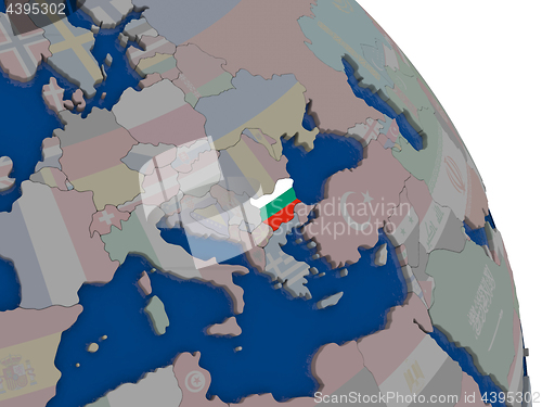 Image of Bulgaria with flag on globe