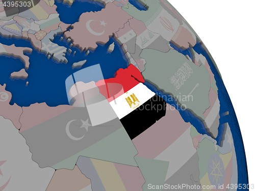 Image of Egypt with flag on globe