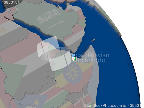 Image of Djibouti with flag on globe