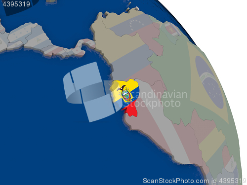 Image of Ecuador with flag on globe