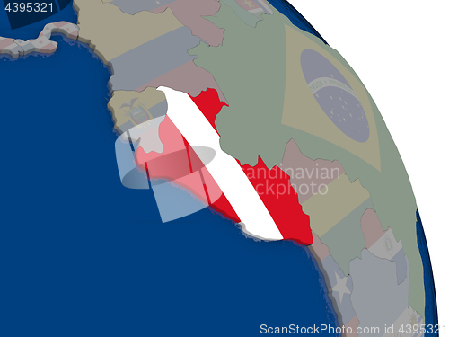 Image of Peru with flag on globe
