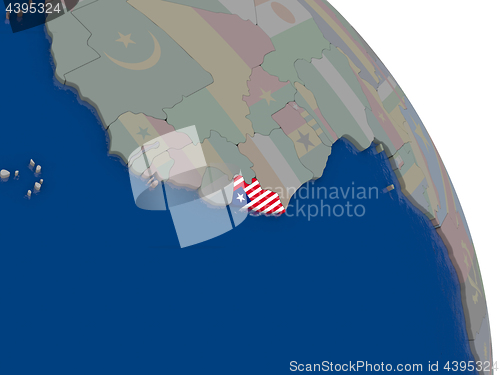 Image of Liberia with flag on globe