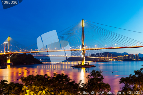 Image of Ting Kau suspension bridge at night