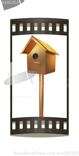 Image of Golden nesting box. 3d illustration. The film strip.