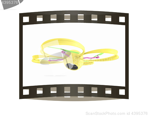 Image of Quadcopter Dron. 3d render. The film strip.