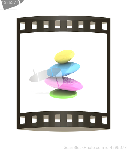 Image of Spa stones. 3D illustration. The film strip.