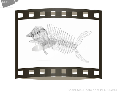 Image of Fish bone icon. 3d illustration. The film strip.