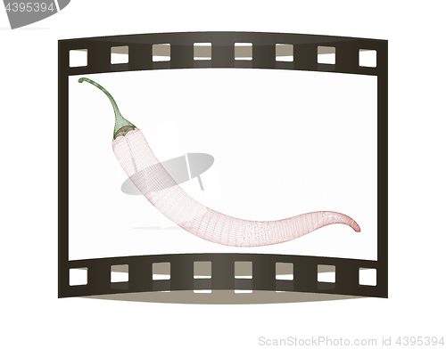 Image of chili pepper. 3d illustration. The film strip.