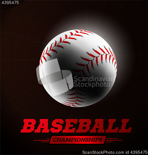 Image of Baseball ball in the backlight on black background.