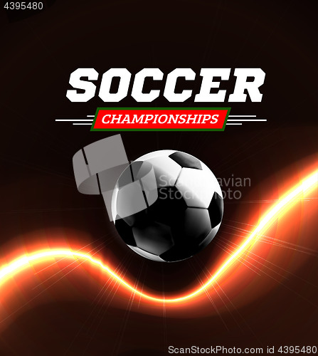 Image of Soccer or football ball in the backlight on black background. Vector illustration