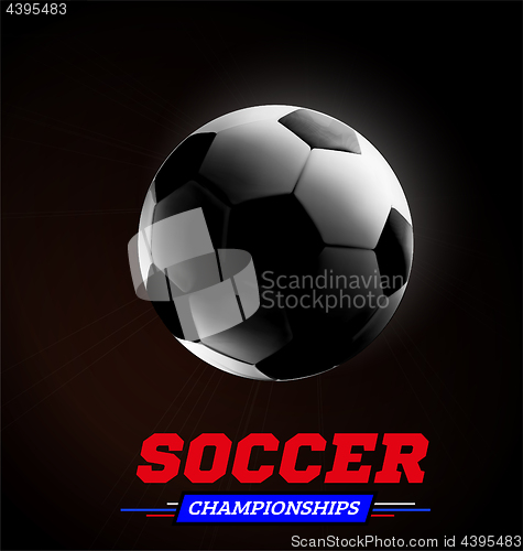 Image of Soccer or football ball in the backlight on black background. Vector illustration