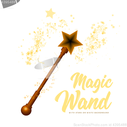 Image of Magic wand with stars on white background