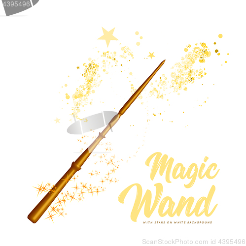 Image of Magic wand with stars on white background