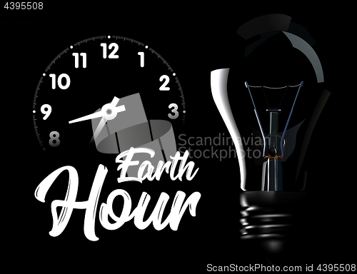 Image of The Earth Hour is an international action calling for the switching off of light for one hour for environmental assistance to planet Earth. Vector illustration