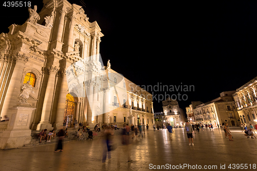 Image of SYRACUSE, ITALY - JUNE 23, 2017: Ortigia downtown in Syracuse by