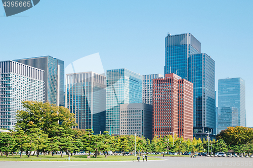 Image of Tokyo modern building under blue sky