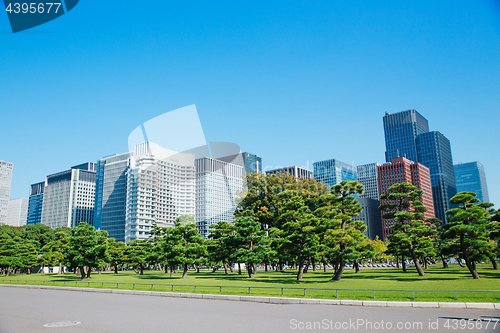 Image of Tokyo modern building under blue sky