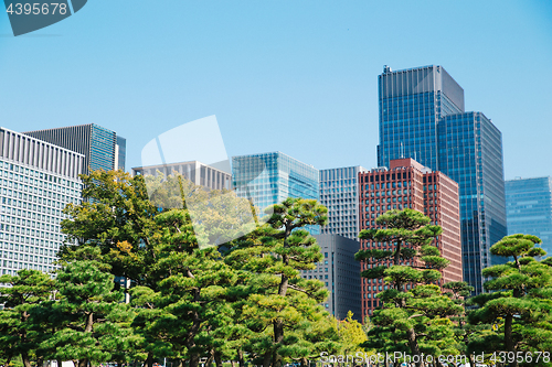 Image of Tokyo modern building under blue sky