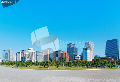 Image of Tokyo modern building under blue sky