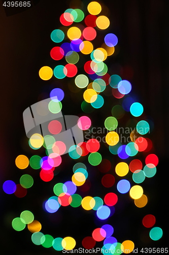 Image of Unfocused Bright lights of Christmas Tree