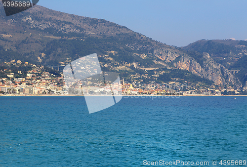 Image of Beautiful sea view of Menton on French Riviera, Provence-Alpes-C