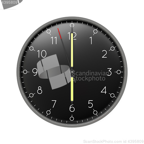 Image of a clock shows 6 o\'clock