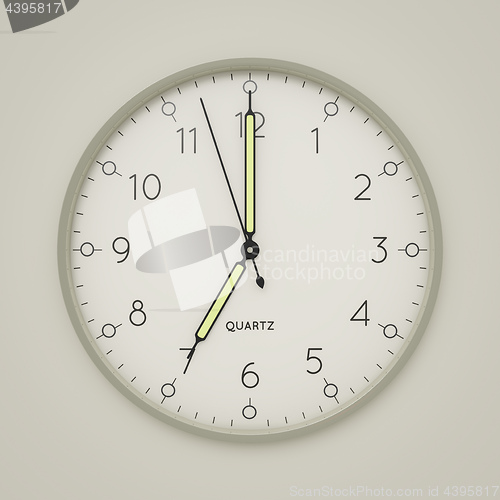 Image of a clock shows 7 o\'clock