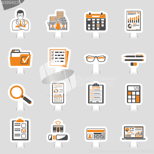 Image of Auditing, Tax, Accounting Sticker Icons Set