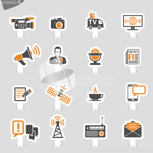 Image of Media and News Icons Sticker Set