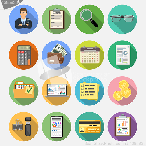 Image of Auditing, Tax, Accounting Flat Icons Set