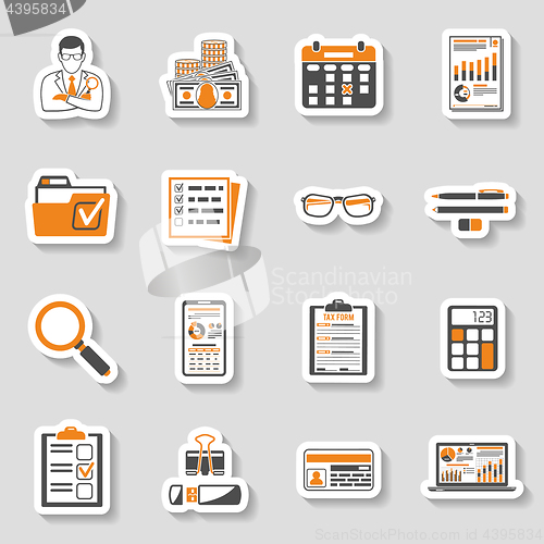 Image of Auditing, Tax, Accounting Sticker Icons Set