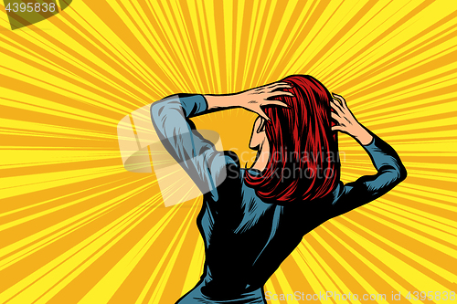 Image of Pop art woman in panic