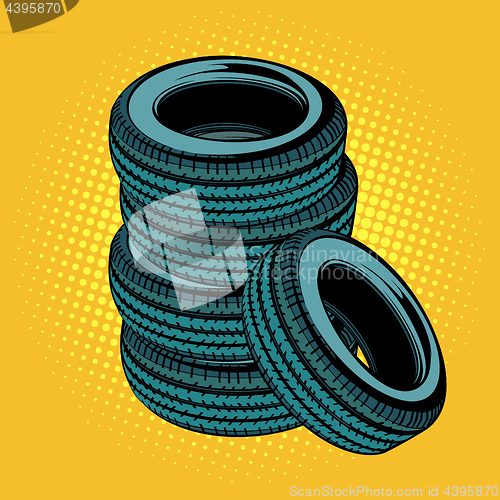 Image of A stack of car tires