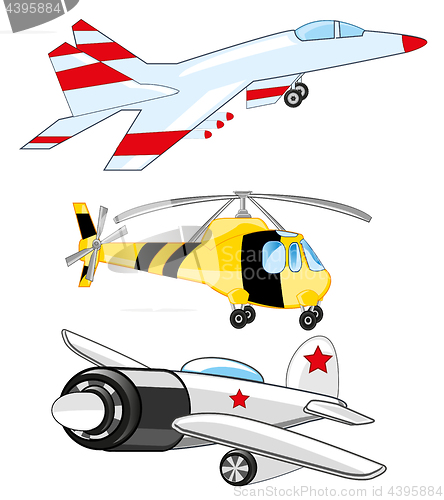 Image of Plane ,fighter and helicopter