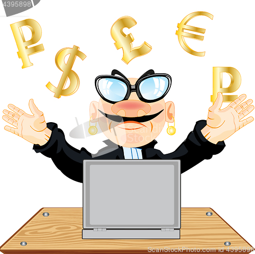 Image of Man earns on computer