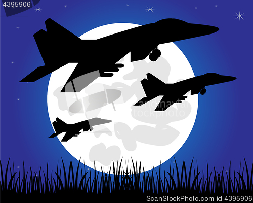 Image of Siuet warplane in the night