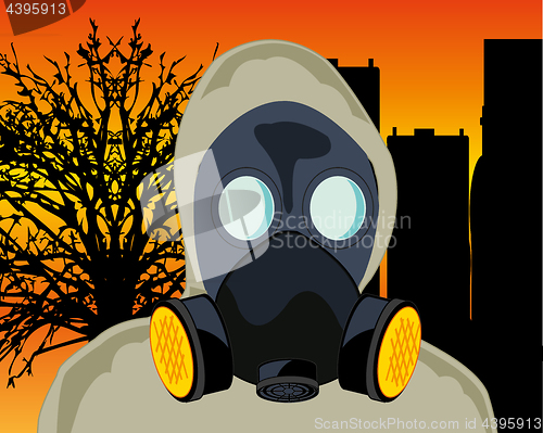 Image of Persons in gas mask and ecological catastrophe