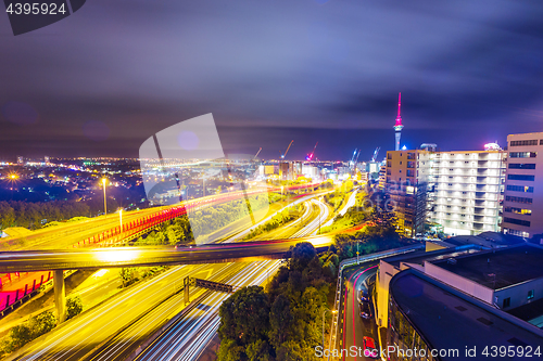 Image of Auckland city view with sky tower