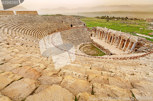 Image of Ancient Greco-Roman Theater in ancient city Hierapolis near Pamukkale, Turkey