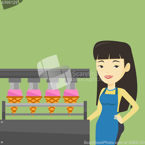 Image of Worker of factory producing ice-cream.