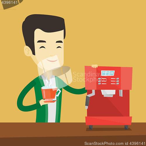 Image of Man making coffee vector illustration.