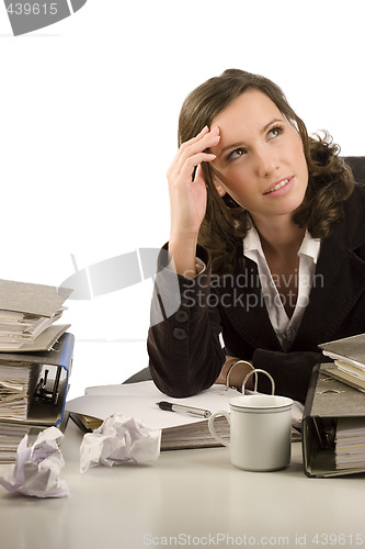 Image of Pensive businesswoman