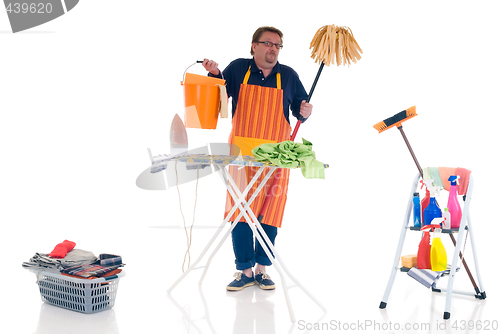 Image of Man doing household