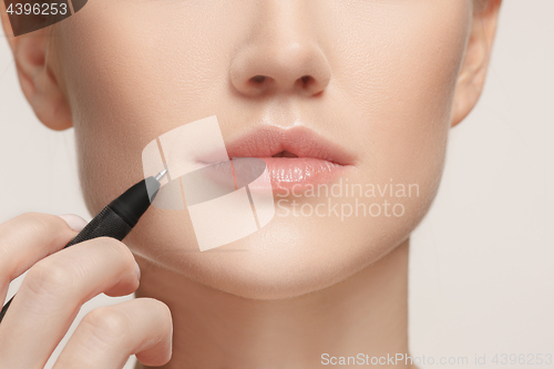 Image of Beautiful young woman before plastic surgery operation.