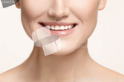 Image of Beautiful and healthy woman smile, close-up