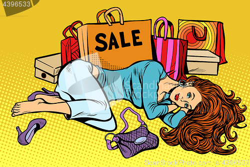 Image of beautiful woman after sale