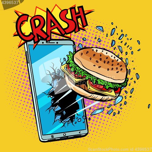 Image of Online food delivery concept, Burger and smartphone