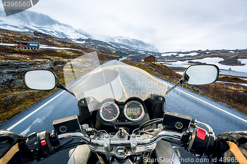 Image of Biker First-person view, mountain pass in Norway