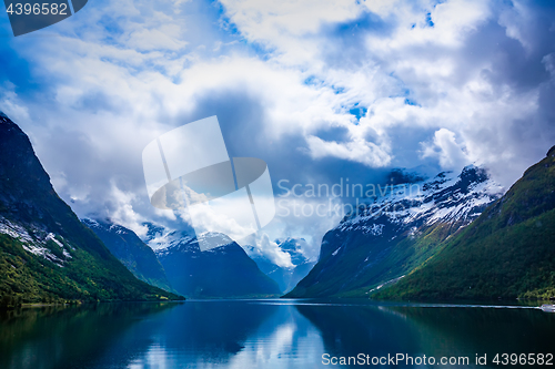 Image of lovatnet lake Beautiful Nature Norway.